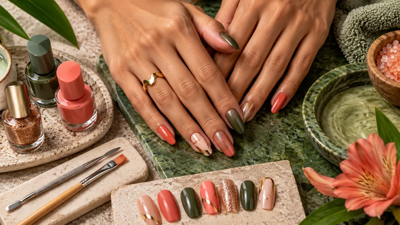 Capa editorial sobre tendências de unhas: cores, formatos e acabamentos que duram