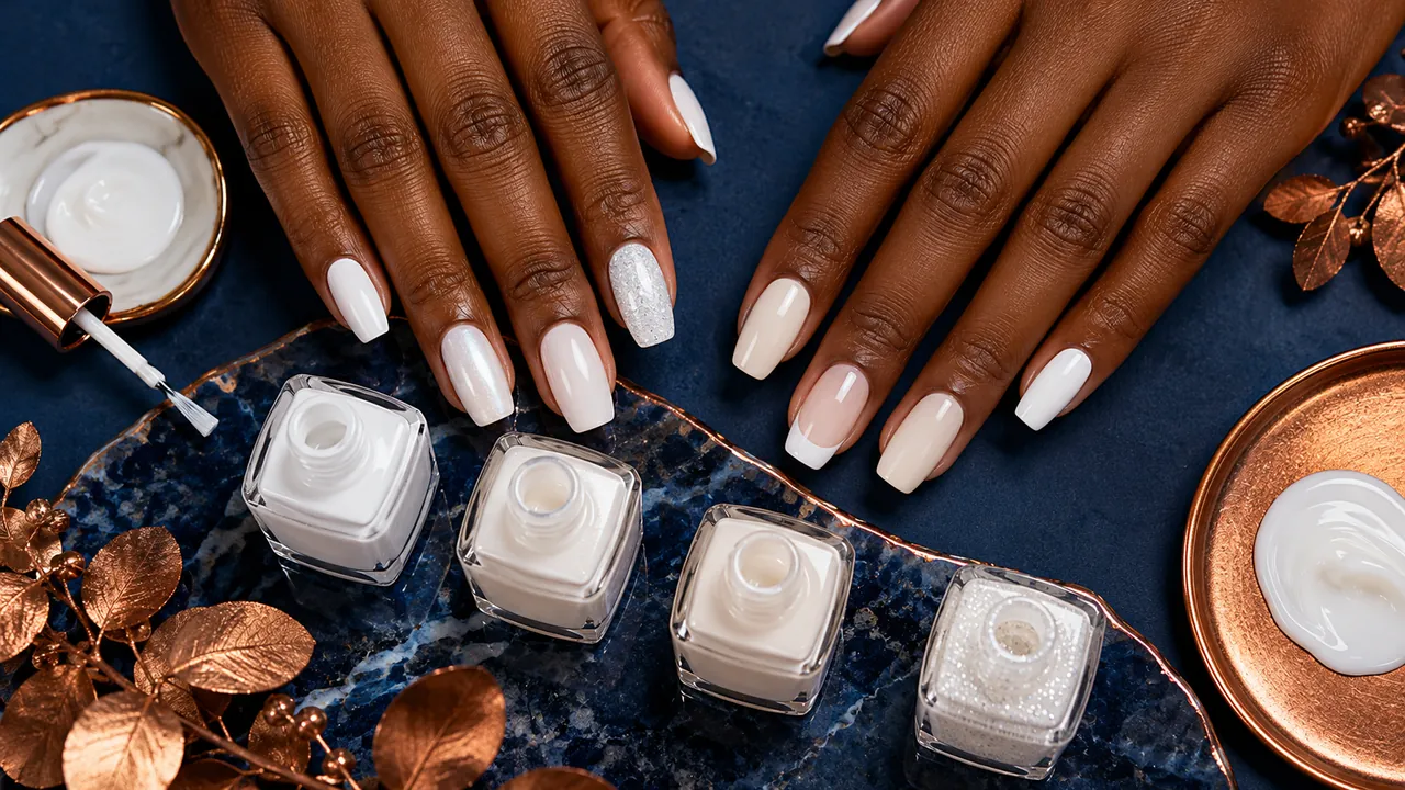 Imagem editorial sobre tons de branco no guia unhas brancas decoradas: ideias, francesinha e dicas