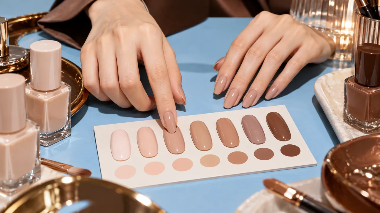 Imagem editorial sobre como escolher o nude pelo subtom no guia unhas claras e nude: delicadas e fáceis de combinar