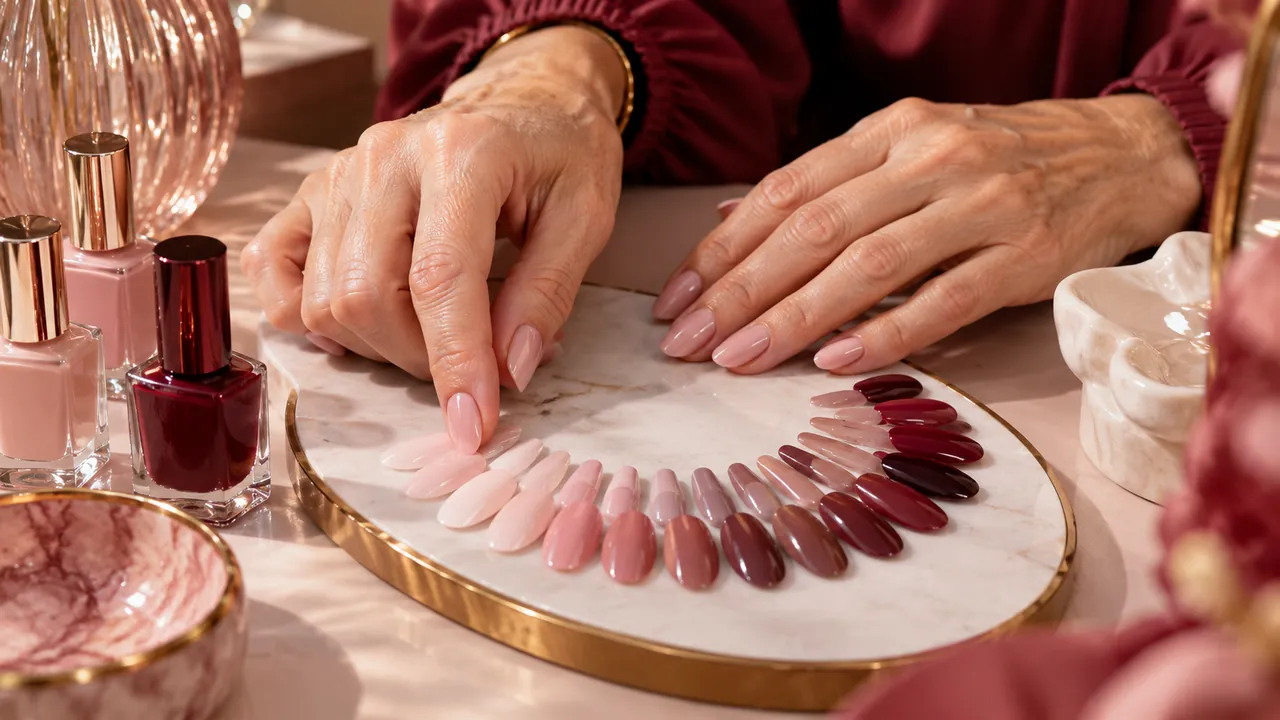 Imagem editorial sobre como escolher o tom certo no guia unhas em gel simples e delicadas: ideias discretas