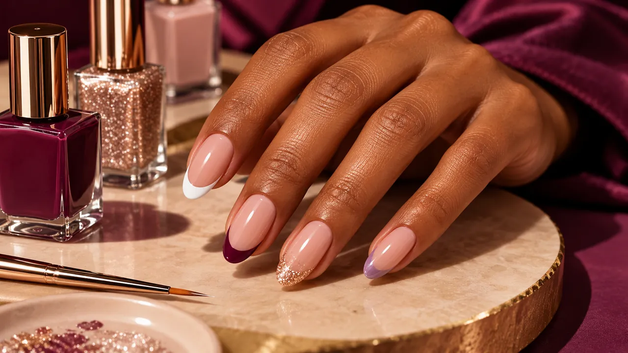 Capa editorial sobre unhas francesinhas: clássica, colorida, em gel e glitter