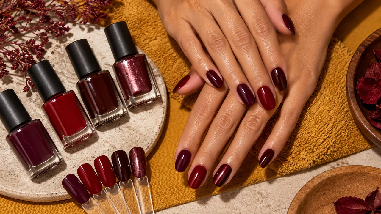 Imagem editorial sobre os tons de vinho no guia unhas vinho: tons, decoradas e combinações